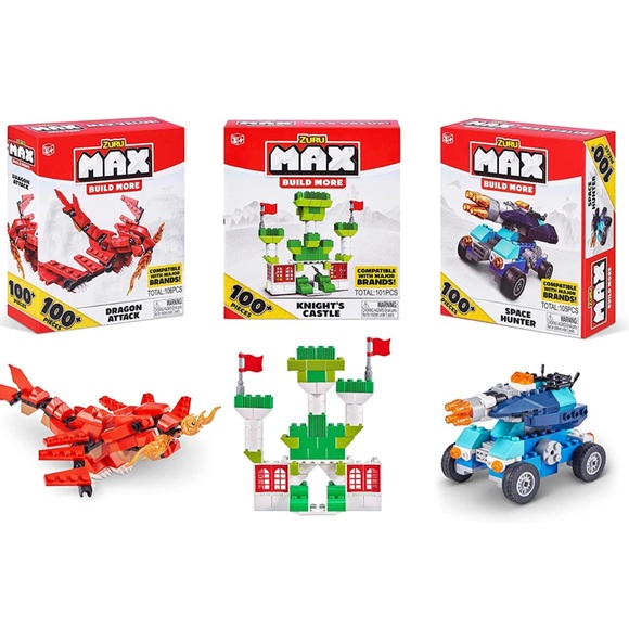 🆕 MAX Build More Construction Themed 100 Pc Brick Set (3 Pack) by ZURU - Picture 1 of 4